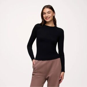 Nuuds Slinky Rib Long Sleeve Tee Sz S Black